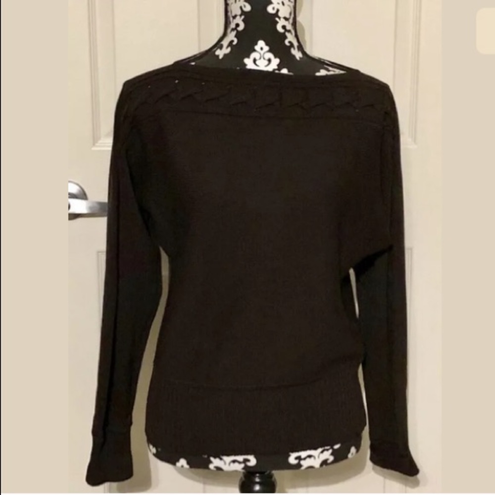 St. John Sport dark brown off shoulder sweater
